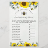 Sonnenblumen und Bienen Babydusche schätzen Preiss (Vorderseite)