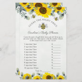 Sonnenblumen und Bienen Babydusche schätzen Preiss (Vorne/Hinten)