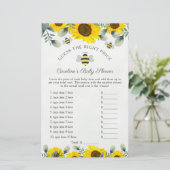 Sonnenblumen und Bienen Babydusche schätzen Preiss (Stehend Vorderseite)