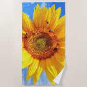 Sonnenblumen und Bienen-Badetücher Strandtuch (Vorderseite)