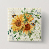 Sonnenblumen und Bienen Button (Vorderseite)