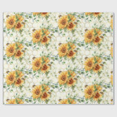 Sonnenblumen und Bienen, die Papier umhüllen Geschenkpapier (Flach)