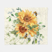 Sonnenblumen und Bienen Fleecedecke (Vorderseite (Horizontal))