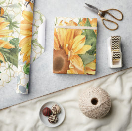 Sonnenblumen und Bienen Geschenkpapier