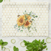 Sonnenblumen und Bienen Geschirrtuch (Gefaltet)
