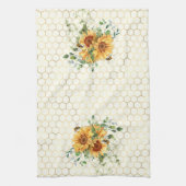 Sonnenblumen und Bienen Geschirrtuch (Vertikal)