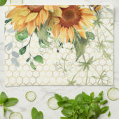 Sonnenblumen und Bienen Geschirrtuch (Gefaltet)