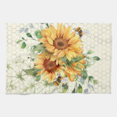 Sonnenblumen und Bienen Geschirrtuch (Horizontal)