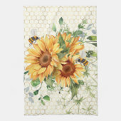 Sonnenblumen und Bienen Geschirrtuch (Vertikal)