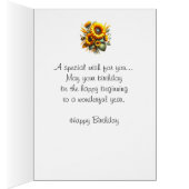 Sonnenblumen und Bienen Happy Birthday Card (Innen (Rechts))