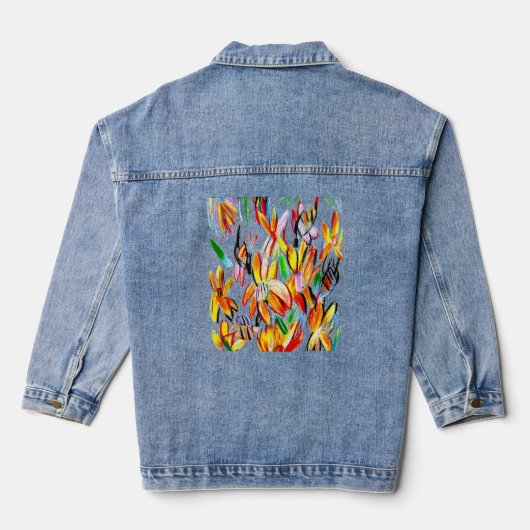 Sonnenblumen und Bienen Jeansjacke (Rückseite)
