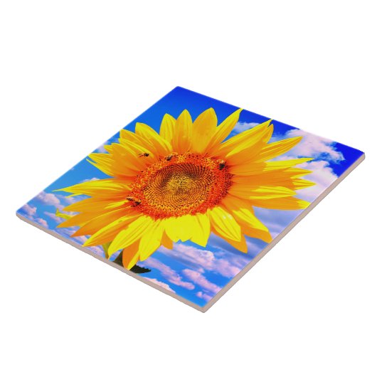 Sonnenblumen und Bienen Keramik Tile Fliese (Seite)