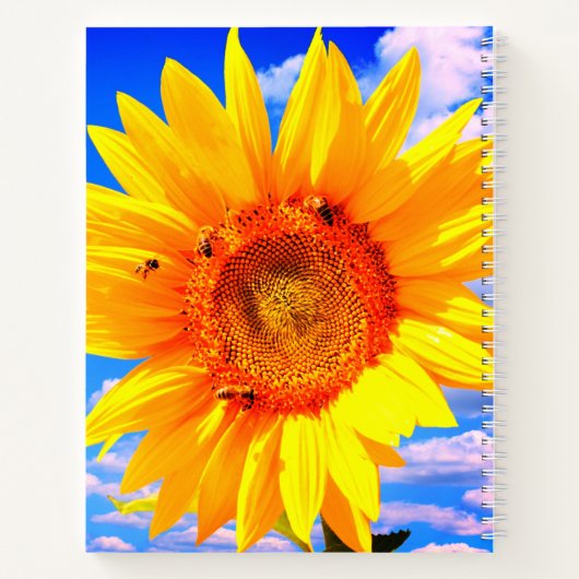 Sonnenblumen und Bienen-Notebook Notizblock (Rückseite)