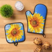 Sonnenblumen und Bienen Oven Mitt & Pot Holding Se Ofenhandschuh & Topflappen-Set (Oben Unten)