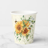 Sonnenblumen und Bienen Pappbecher (Vorderseite)