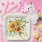 Sonnenblumen und Bienen Pappteller (Party)