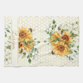 Sonnenblumen und Bienen personalisiert Geschirrtuch (Horizontal)