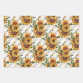Sonnenblumen und Bienen-Serie Design Drei Geschenkpapier Set (Vorderseite)