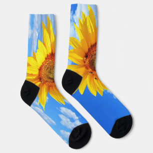 Sonnenblumen und Bienen Socken Blue Sky
