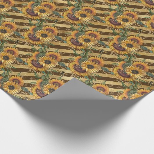 Sonnenblumen und Bienenreihen - Design 12 Geschenkpapier (Ecke)