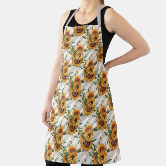 Sonnenblumen und Bienenreihen - Design 12 Schürze (InSitu)