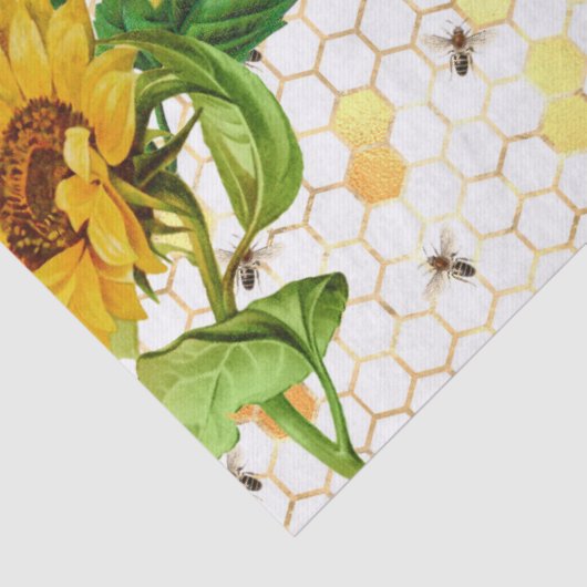 Sonnenblumen und Bienenreihen - Design 8 Seidenpapier (Detail)