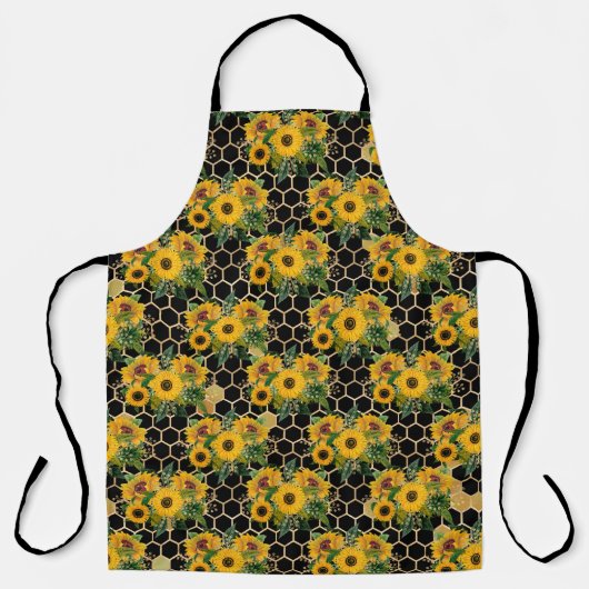 Sonnenblumen und Bienenreihen - Design Eleven Schürze (Vorderseite)