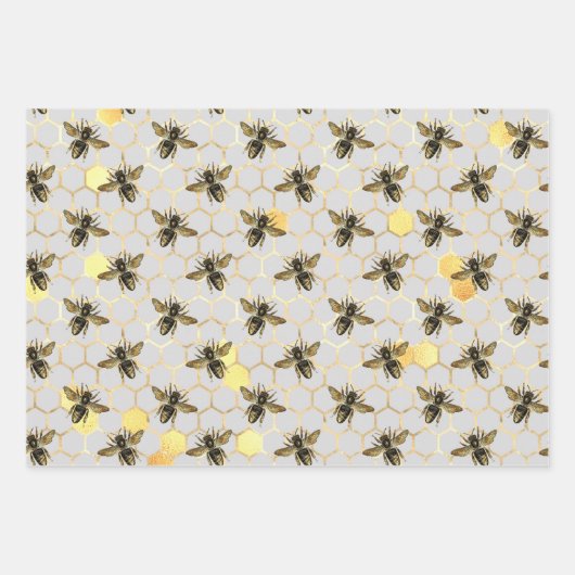 Sonnenblumen und Bienenreihen - Design fünf Geschenkpapier Set (Vorderseite 2)