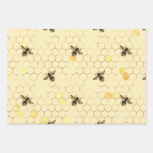 Sonnenblumen und Bienenreihen Design One Geschenkpapier Set (Vorderseite 3)