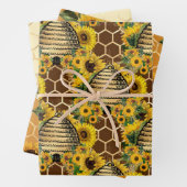Sonnenblumen und Bienenreihen Design One Geschenkpapier Set (Beispiel)