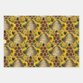 Sonnenblumen und Bienenreihen Design One Geschenkpapier Set (Vorderseite)