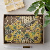 Sonnenblumen und Bienenreihen Design One Seidenpapier (Geschenk)