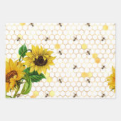 Sonnenblumen und Bienenreihen - Design zwei Geschenkpapier Set (Vorderseite 3)