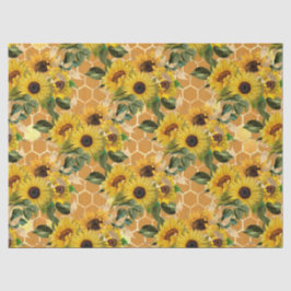 Sonnenblumen und Bienenreihen - Design zwei Seidenpapier