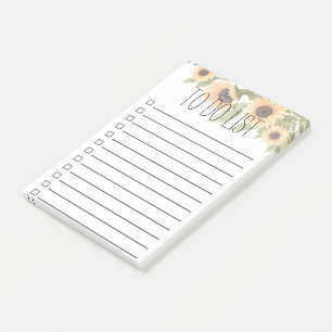 Sonnenblumen und Blätter für die Liste oder Lebe Post-it Klebezettel