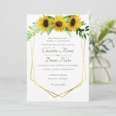 Sonnenblumen und blaue Hochzeitseinladung Einladung (Stehend Vorderseite)