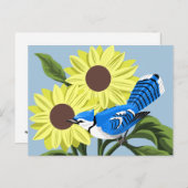 Sonnenblumen und blaue Jay Postkarte (Vorne/Hinten)