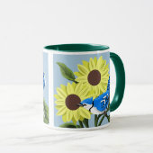 Sonnenblumen und blaue Jay Tasse (VorderseiteRechts)