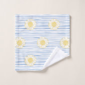 Sonnenblumen und blaue Streifen Badetuch Set (Waschlappen)