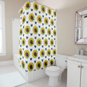 Sonnenblumen und Blauer Schmetterling Duschvorhang (Beispiel)