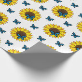 Sonnenblumen und Blauer Schmetterling Geschenkpapier (Ecke)