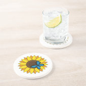 Sonnenblumen und Blauer Schmetterling Getränkeuntersetzer (Seite)