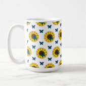 Sonnenblumen und Blauer Schmetterling Kaffeetasse (Links)