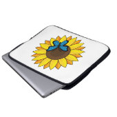 Sonnenblumen und Blauer Schmetterling Laptopschutzhülle (Vorne Knopf)
