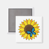 Sonnenblumen und Blauer Schmetterling Magnet (Vorderseite/Rückseite)