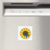 Sonnenblumen und Blauer Schmetterling Magnet (In Situ (Geschirrspüler))
