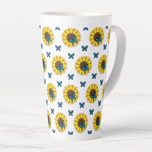 Sonnenblumen und Blauer Schmetterling Milchtasse (Rechte Ecke)