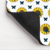 Sonnenblumen und Blauer Schmetterling Mousepad (Ecke)