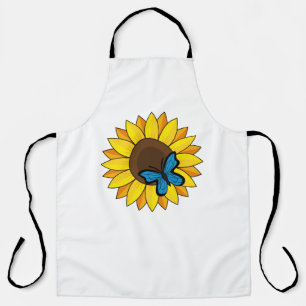 Sonnenblumen und Blauer Schmetterling Schürze