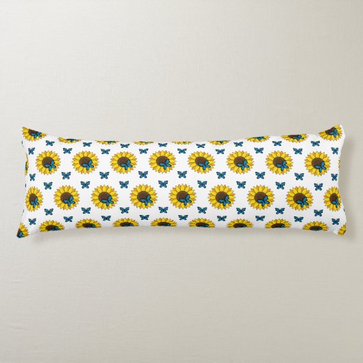 Sonnenblumen und Blauer Schmetterling Seitenschläferkissen (Vorderseite)